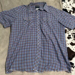 Wrangler Blue and Red Plaid Shirt pearl snap